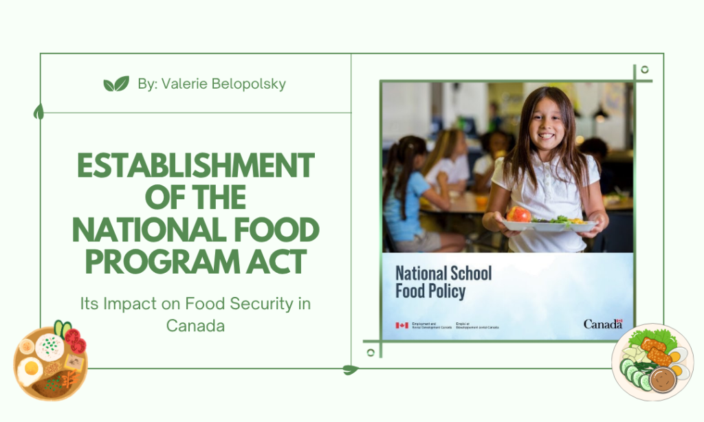 Establishment of the National School Food Program Act: Its impact on food security in Canada